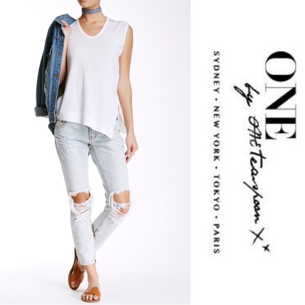 • One Teaspoon • Trashed Free Birds Denim Jeans Saint Light Blue Destroyed 27